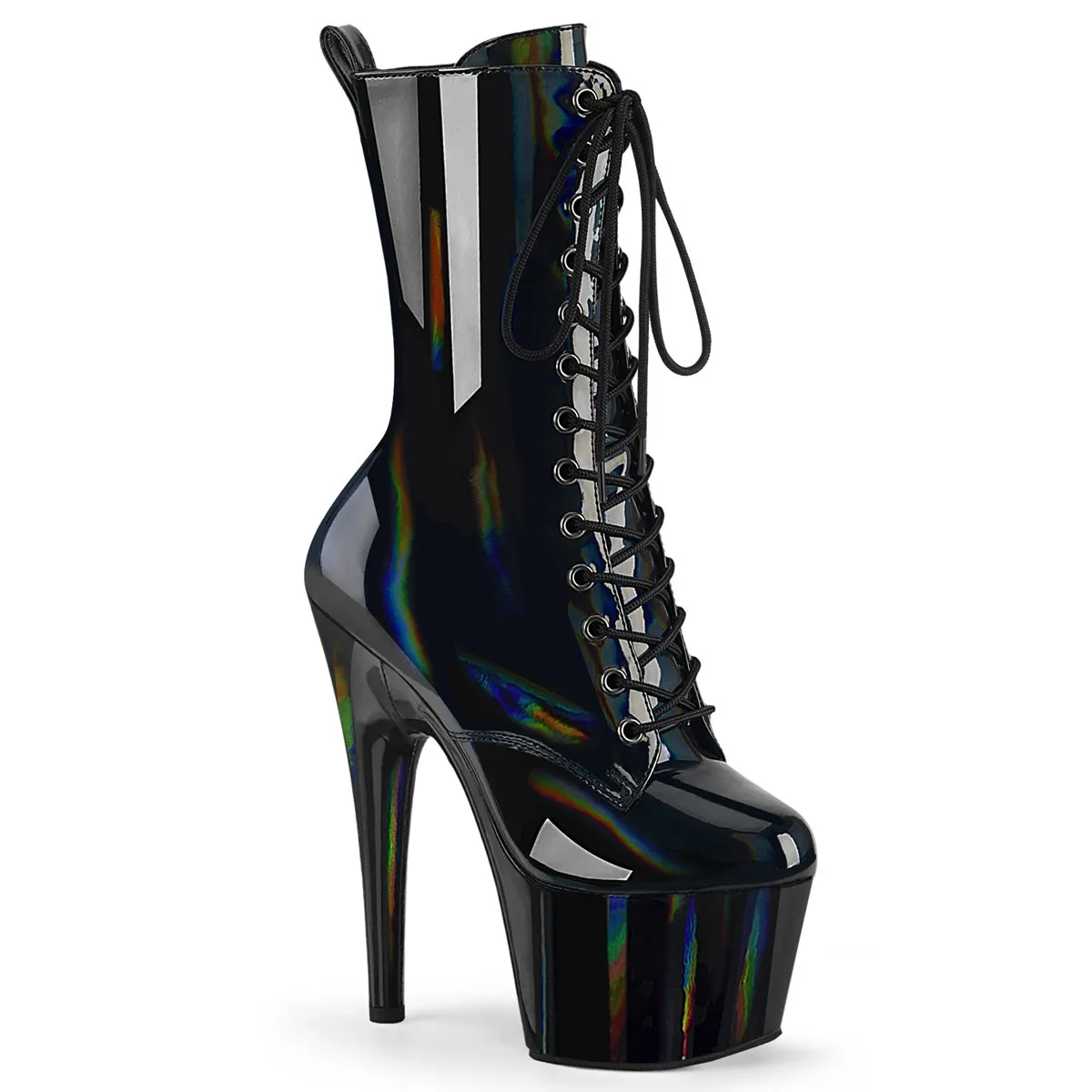 ADORE-1040WR-HG Pleaser Black Holo Patent Sexy Platform Shoes (Pole Dancing Heels)