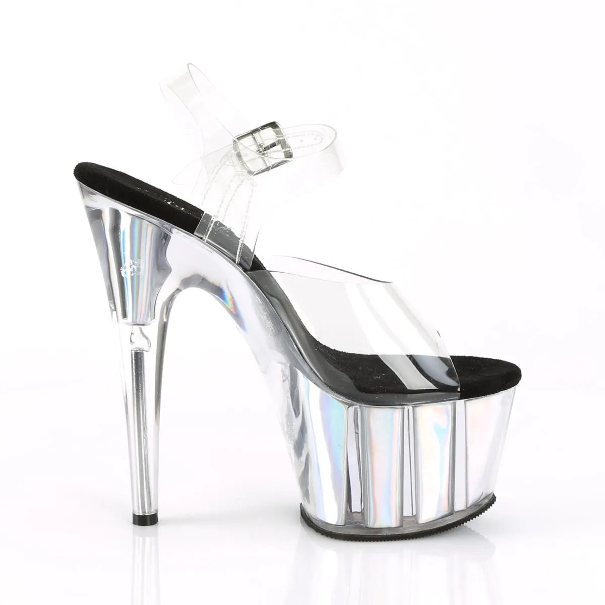 ADORE-708HGI Pleaser Clear/Silver Hologram Inserts Sexy Platform Shoes (Pole Dancing Heels)