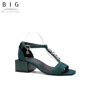 Bigsizeheels Stylish Buckle Open Toe Heel Covering Casual Sandals - Green