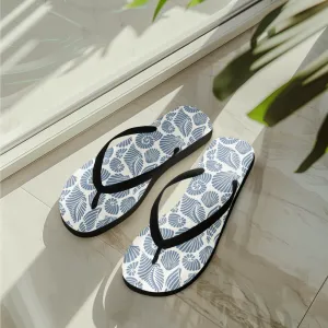 Blue Seashell Flip Flops  Coastal-Inspired Custom Summer Sandals