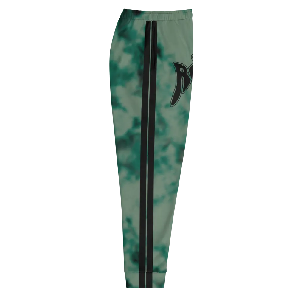 CRXWN | Royal Urban Resort | Trippy Drippy Bleach Acid Wash with Malibu Stripe Unisex Jogger Seafoam Teal Bleach Grunge Acid Dye