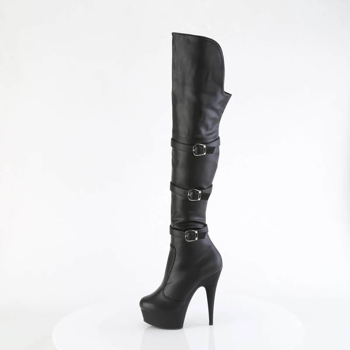 DELIGHT-3018 Pleaser Black Faux Leather Sexy Platform Shoes (Pole Dancing Heels)