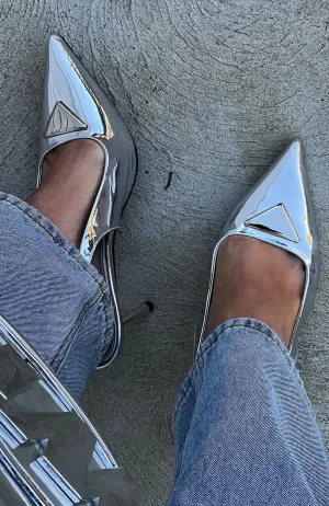 Georgie Slingback Heels Silver