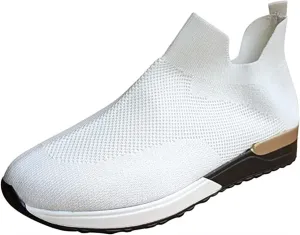 Lausiuoe Sneakers For Women Slip On Arch Support,Womens Walking Shoes Lightweight Running Shoes Womens Tennis Shoes Non Slip Breathable Mesh Air Cushion Sneakers for Gym Workout Sports