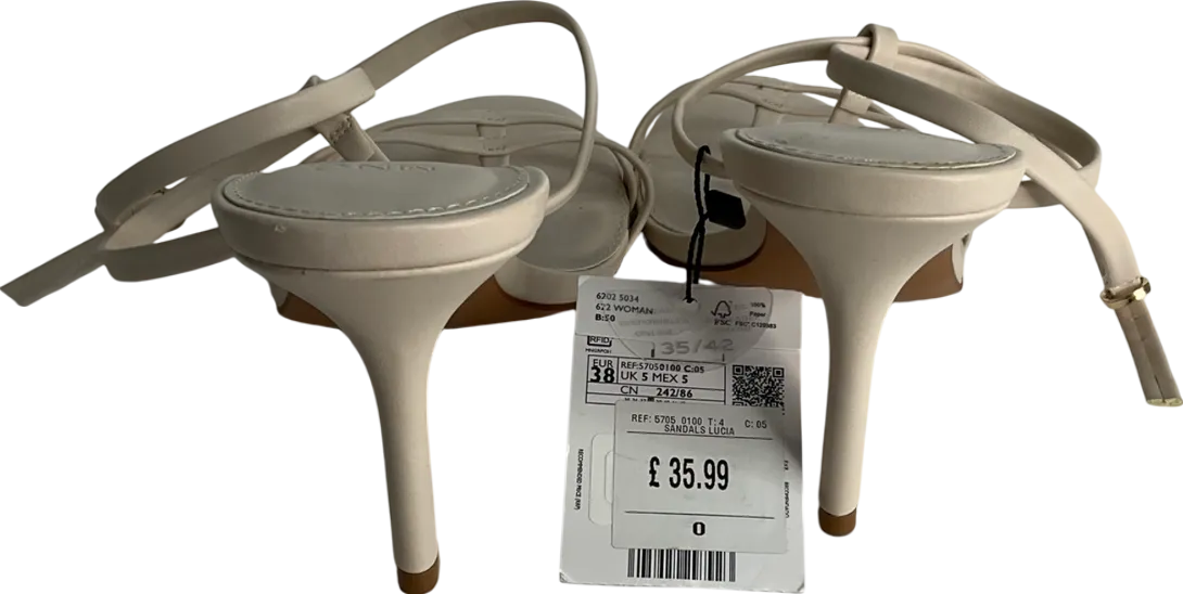 MANGO Cream Kitten Heel Sandals With Straps UK 5 EU 38 