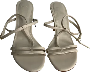 MANGO Cream Kitten Heel Sandals With Straps UK 5 EU 38 