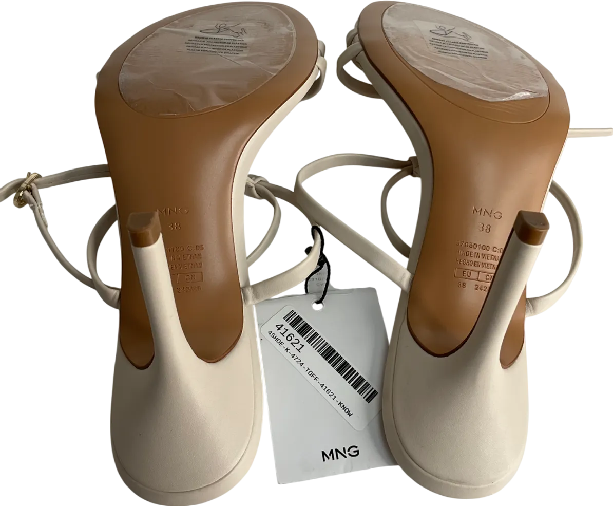 MANGO Cream Kitten Heel Sandals With Straps UK 5 EU 38 