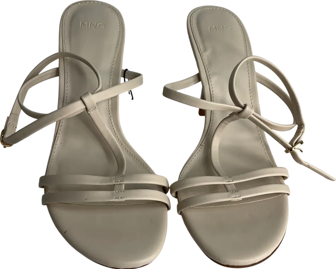 MANGO Cream Kitten Heel Sandals With Straps UK 5 EU 38 