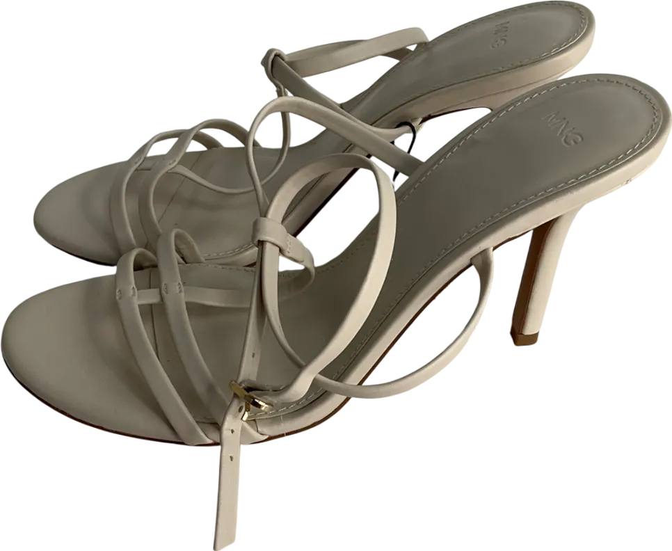 MANGO Cream Kitten Heel Sandals With Straps UK 5 EU 38 