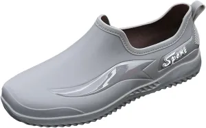 Mens Low Carf Rain Boots Durable Garden Working Shoes Casul Waterproof Shoes Lightweight Fishing Shoes Non Slip Hiking Rain Boots Men Low Top Deck Booties with Comfortable Insole