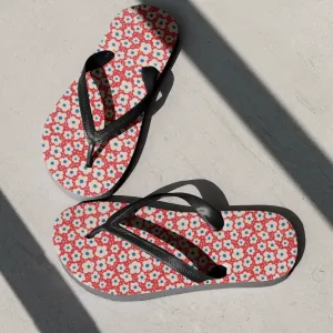 Patriotic Floral Flip Flops  Red, White & Blue 4th of July Sandals
