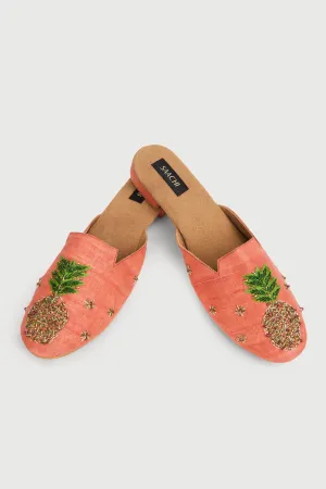 Pineapple Shoe Block Heel Mule