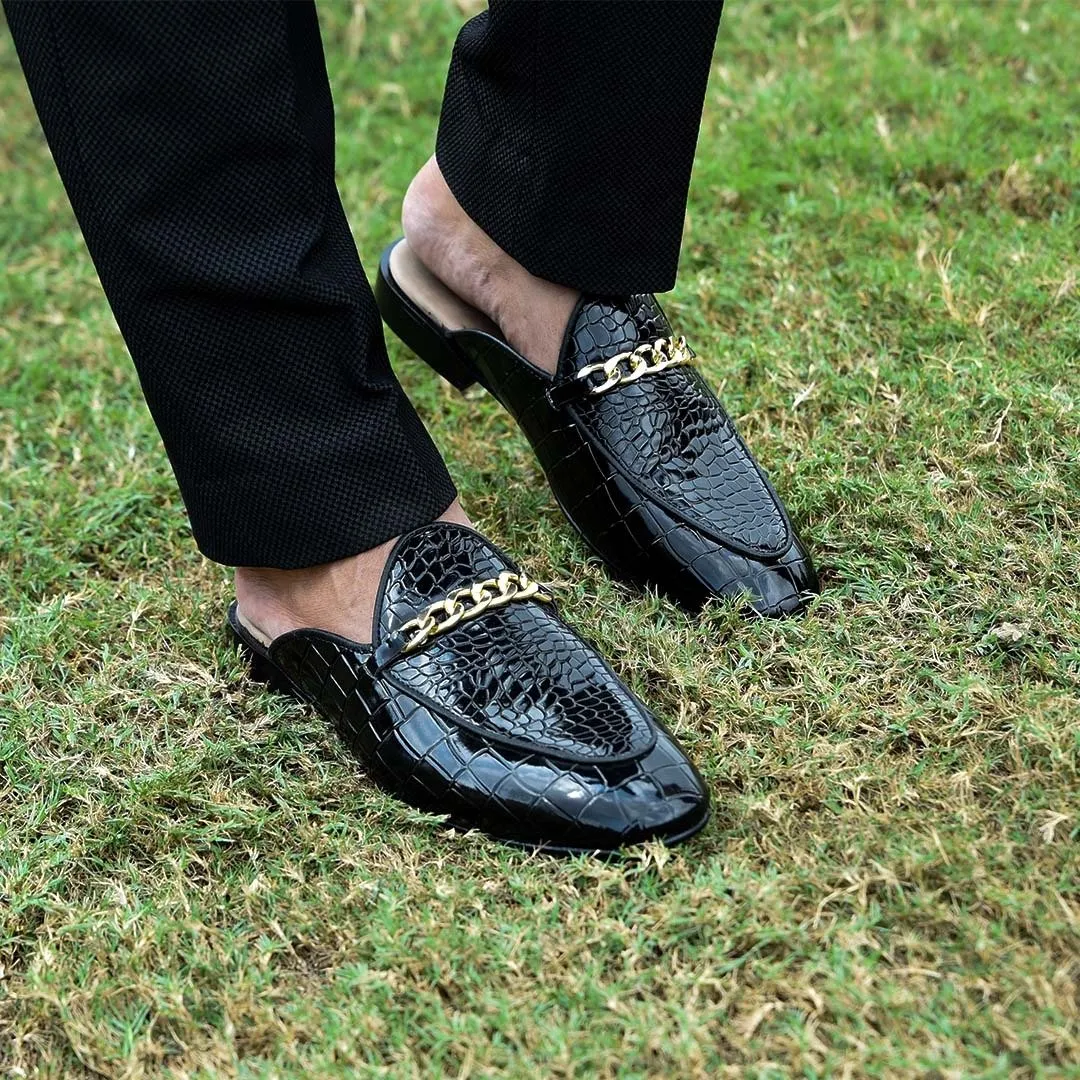 Pure Leather Handmade Mules-133 Black