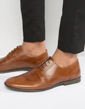 Red Tape Brogue Shoes in Tan Leather