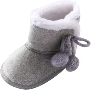 Toddler Side Front Booties Kids Girls Boys Snow Short Boots Baby Infant Newborn Fuzzy Lined Slip On Flat Shoes