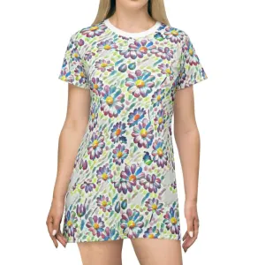 Vibrant Floral Pattern Shirt Dress with Cozy Vibes