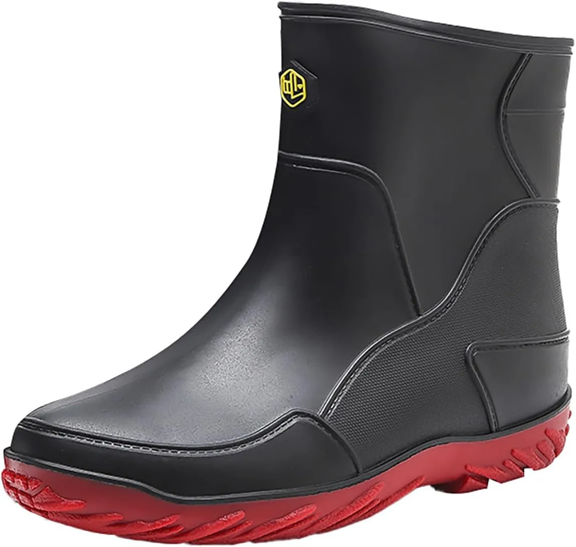 Womens Rain Boots Cute Mens Grounded Footwear Fall Booties 2024 Low Heel Slip On Barefoot Shoes Flat Garden Shoes for Women Waterproof Slip-On Knee High Boots