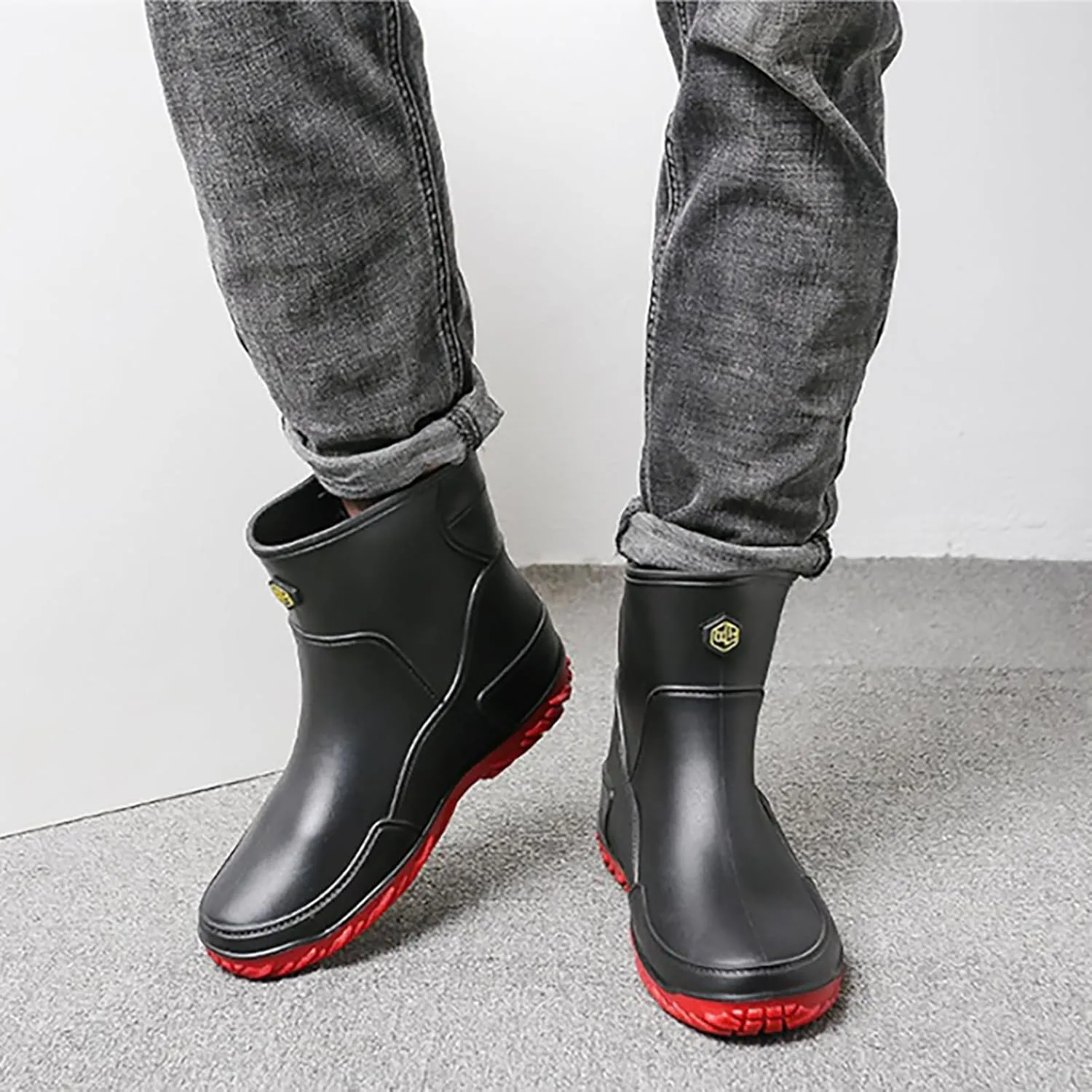 Womens Rain Boots Cute Mens Grounded Footwear Fall Booties 2024 Low Heel Slip On Barefoot Shoes Flat Garden Shoes for Women Waterproof Slip-On Knee High Boots