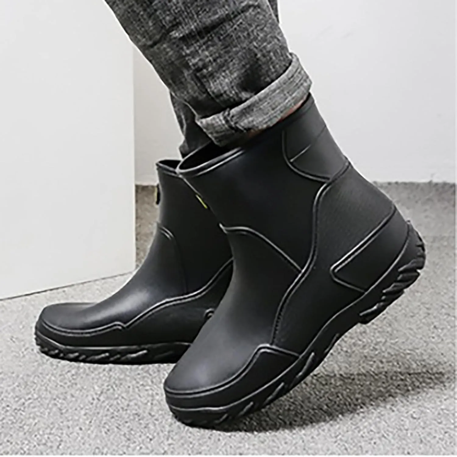 Womens Rain Boots Cute Mens Grounded Footwear Fall Booties 2024 Low Heel Slip On Barefoot Shoes Flat Garden Shoes for Women Waterproof Slip-On Knee High Boots
