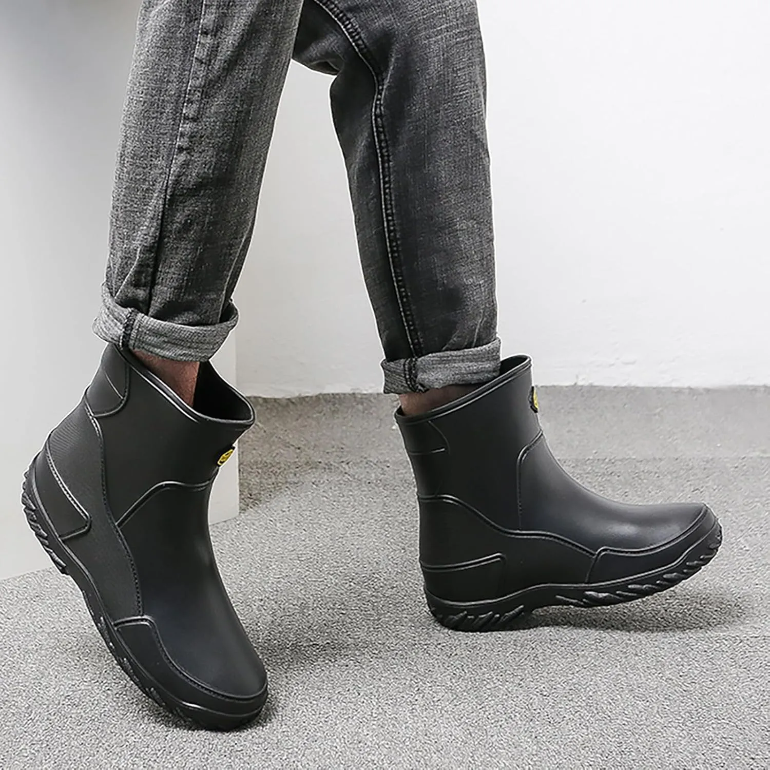 Womens Rain Boots Cute Mens Grounded Footwear Fall Booties 2024 Low Heel Slip On Barefoot Shoes Flat Garden Shoes for Women Waterproof Slip-On Knee High Boots
