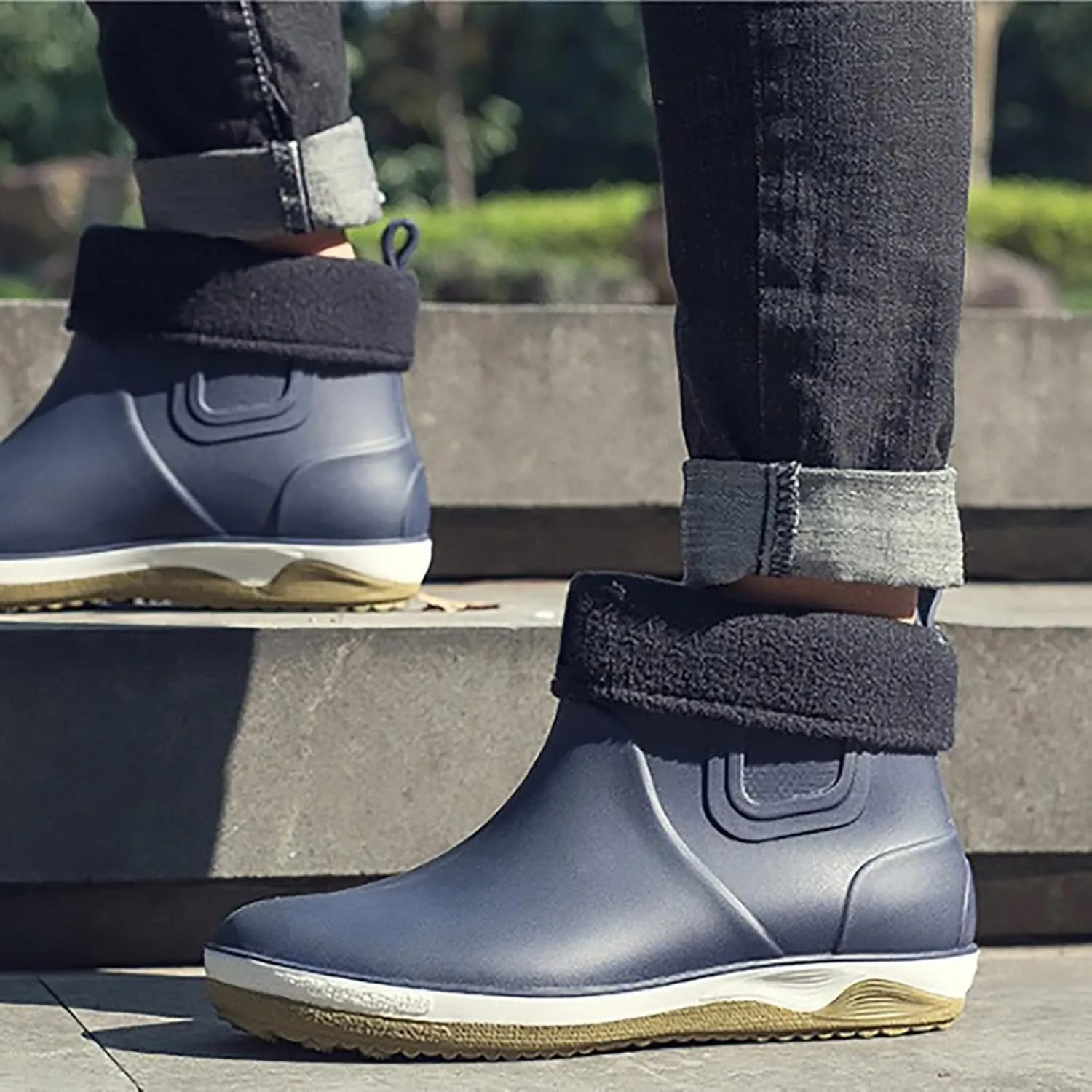 Womens Rain Boots Waterproof Fur Lined Mens Grounded Footwear Boots Ankle Booties Heels Slip On Barefoot Shoes Slip On Non-Slip Rubber Waterproof Wide Calf Boots