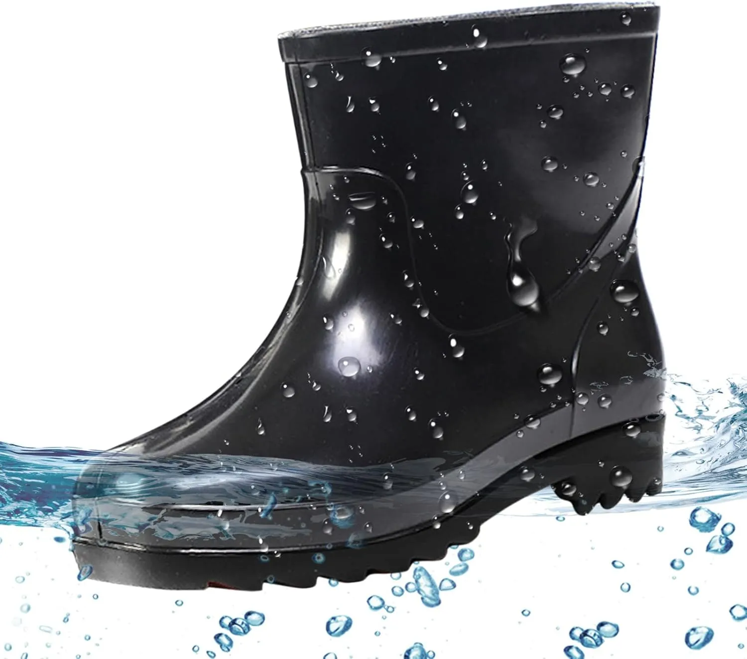 Womens Rain Boots Wide Calf Mens Grounded Footwear Booties with Heel Non Slip Work Barefoot Shoes Waterproof Rain and Garden Shoe for Women Outdoor Wide Calf Boots
