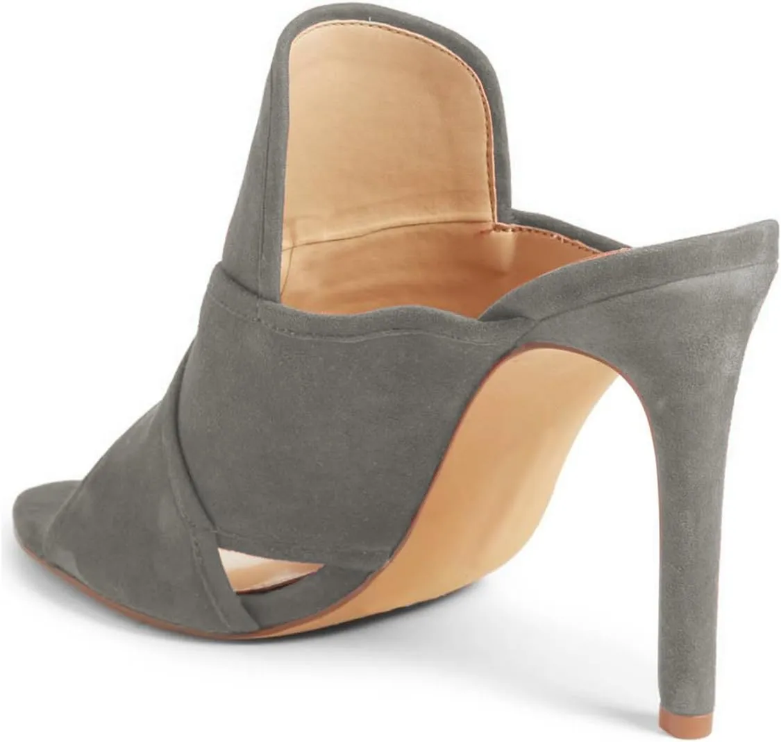 YDN Women Open Toe Stiletto High Heels Backless Mule Pumps Slip On Slide Sandal Dress Clogs Shoes